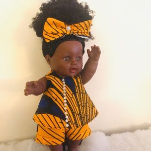African American Doll with African print clothes
